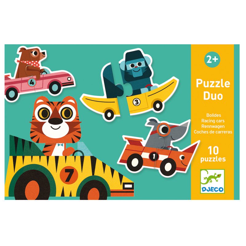 Educativos puzzle dúo - coches de carreras